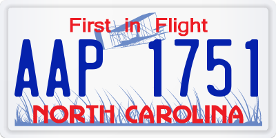 NC license plate AAP1751