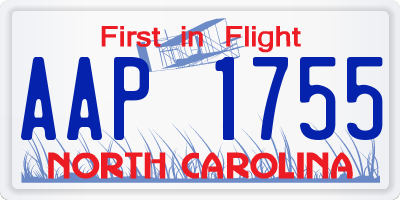 NC license plate AAP1755