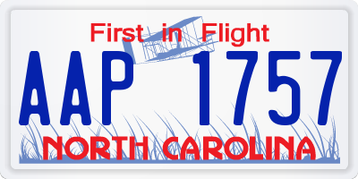 NC license plate AAP1757
