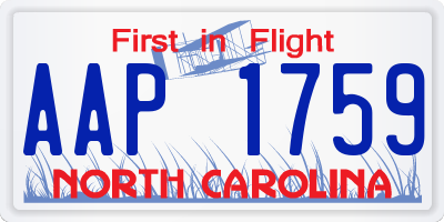 NC license plate AAP1759