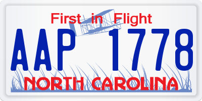 NC license plate AAP1778