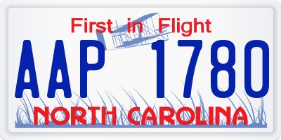 NC license plate AAP1780