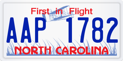 NC license plate AAP1782