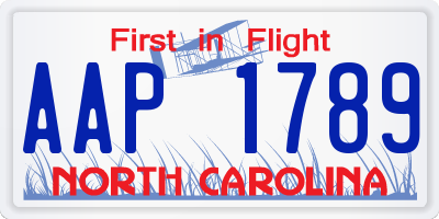 NC license plate AAP1789