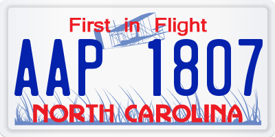 NC license plate AAP1807