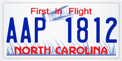 NC license plate AAP1812