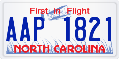 NC license plate AAP1821
