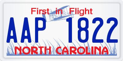 NC license plate AAP1822