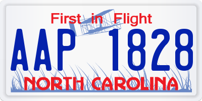NC license plate AAP1828