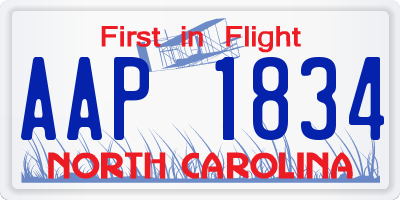 NC license plate AAP1834