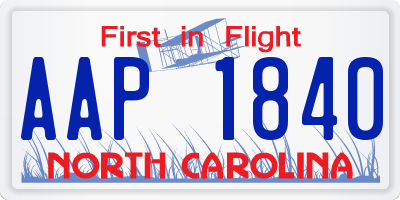 NC license plate AAP1840