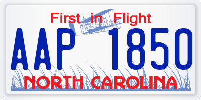 NC license plate AAP1850