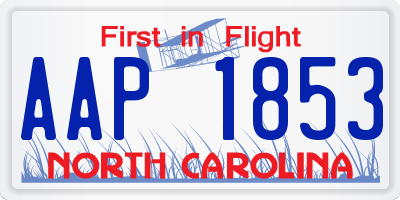 NC license plate AAP1853