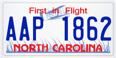 NC license plate AAP1862