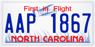 NC license plate AAP1867