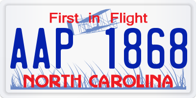 NC license plate AAP1868
