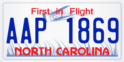 NC license plate AAP1869