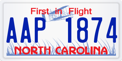 NC license plate AAP1874
