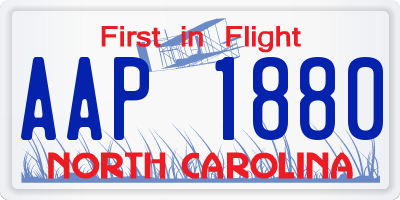 NC license plate AAP1880