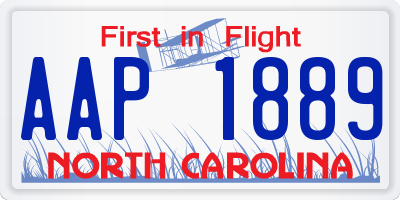 NC license plate AAP1889