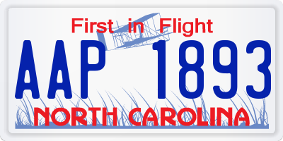 NC license plate AAP1893