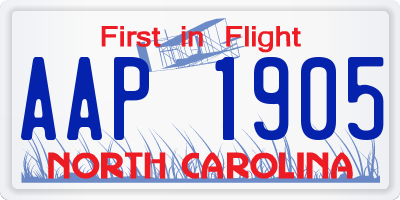 NC license plate AAP1905