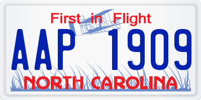 NC license plate AAP1909