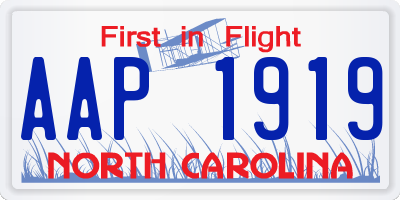 NC license plate AAP1919