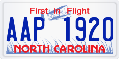 NC license plate AAP1920