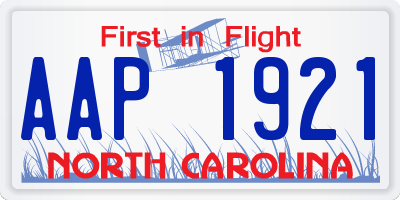 NC license plate AAP1921