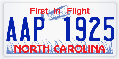 NC license plate AAP1925