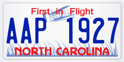 NC license plate AAP1927