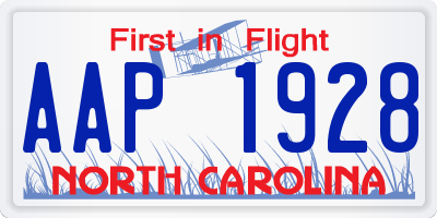 NC license plate AAP1928