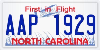 NC license plate AAP1929