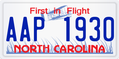 NC license plate AAP1930