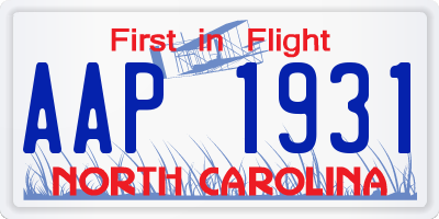 NC license plate AAP1931
