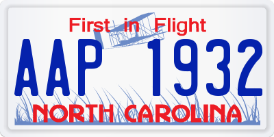 NC license plate AAP1932