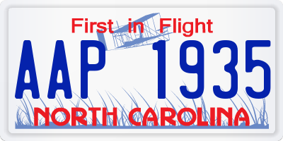 NC license plate AAP1935