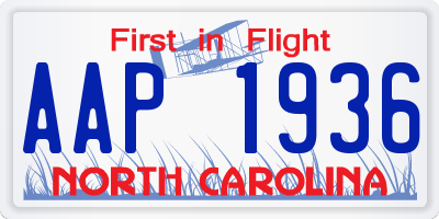 NC license plate AAP1936