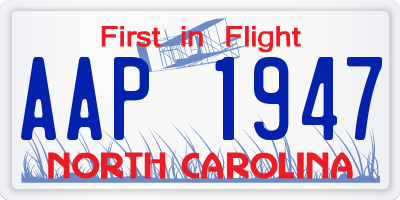 NC license plate AAP1947