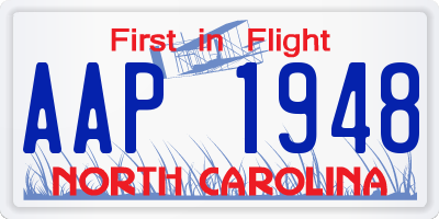 NC license plate AAP1948