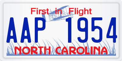 NC license plate AAP1954