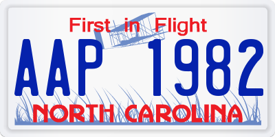 NC license plate AAP1982