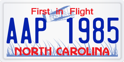 NC license plate AAP1985
