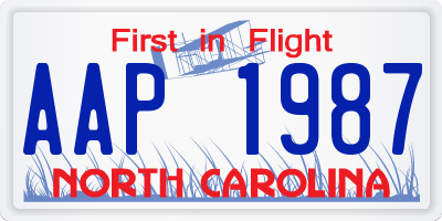 NC license plate AAP1987
