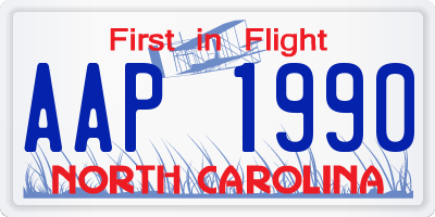 NC license plate AAP1990