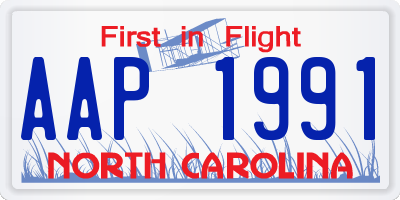 NC license plate AAP1991