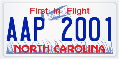 NC license plate AAP2001