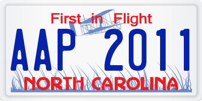 NC license plate AAP2011
