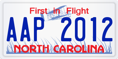 NC license plate AAP2012